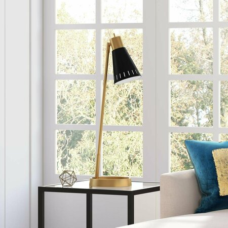 HUDSON&CANAL 27 in. Kintam Tall Table Lamp with Metal Shade, Brass & Matte Black TL1501